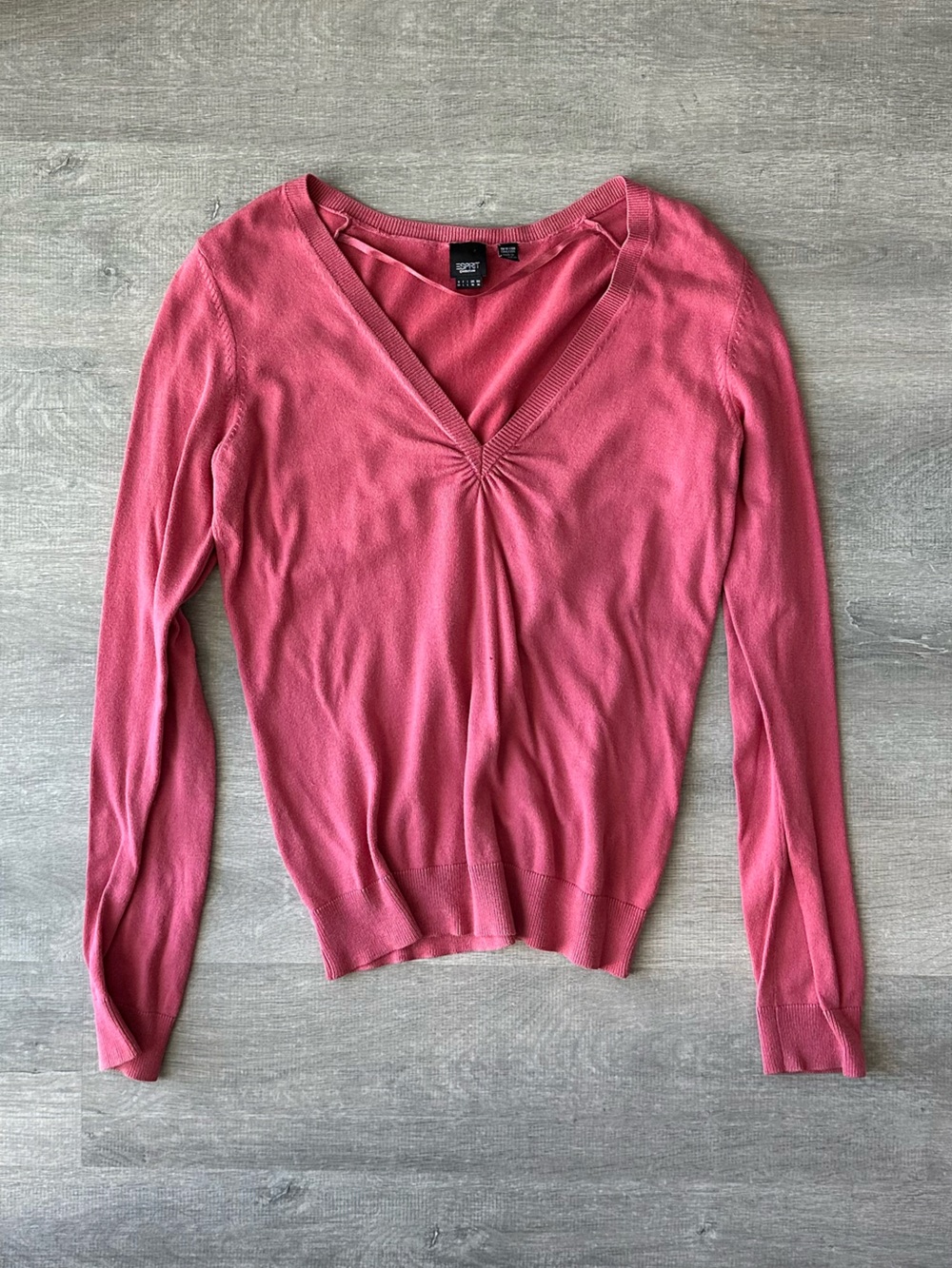 Esprit Women's Rose Pink V-Neck Lightweight Sweater